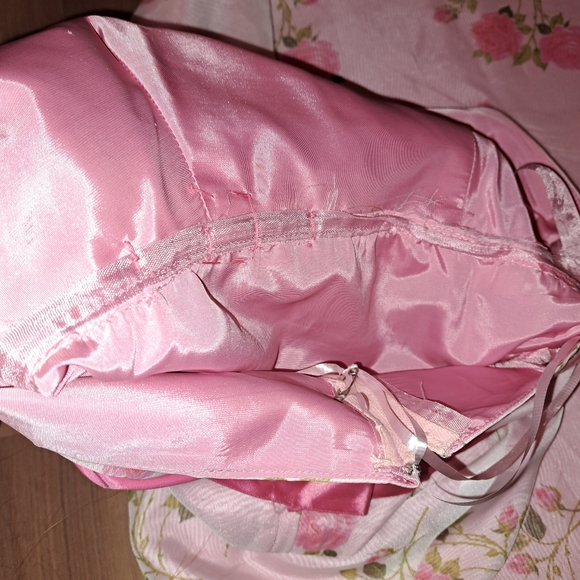 Funky Vintage Barbie Pink Floral Print Ruffle Collar Halter Prom Formal Dress - Picture 7 of 12